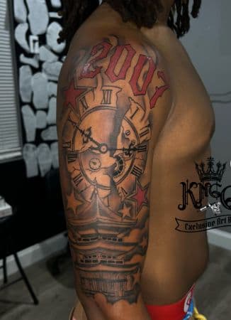 Black & Grey + Color year tattoo on Half Sleeve by Armarta_Gibbs on TattMe