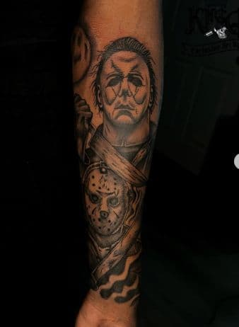 Black & Grey + Realism michael myers tattoo on Forearm by Armarta_Gibbs on TattMe