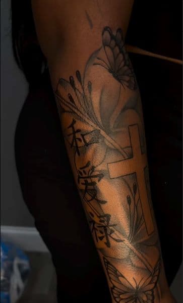Black & Grey + Fine Line butterfly tattoo on Forearm by Armarta_Gibbs on TattMe