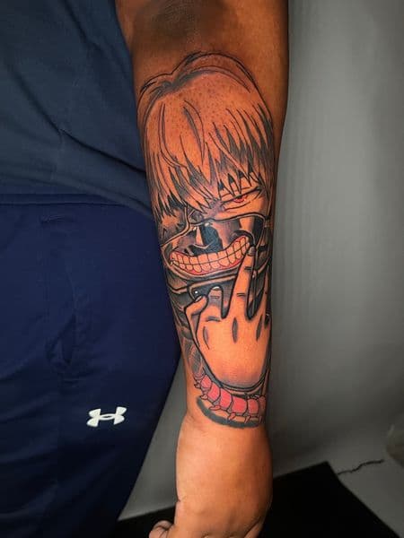 Anime + Black & Grey anime character tattoo on Forearm by splattedby_BG on TattMe