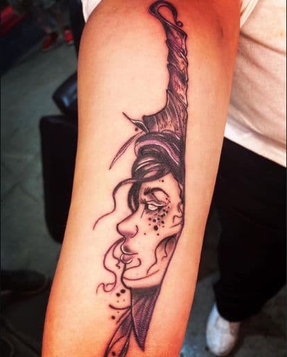 Illustrative + Black & Grey woman tattoo on Upper Arm by Jay_Jones_Bird on TattMe