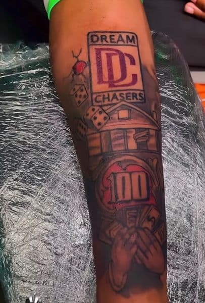 Illustrative + Black & Grey dream chasers tattoo on Forearm by DaBreon_Woods on TattMe