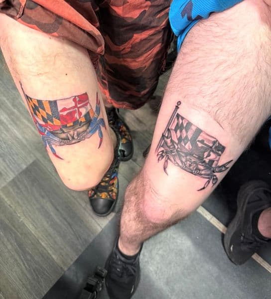 Color + Black & Grey crab tattoo on Thigh by Ray on TattMe