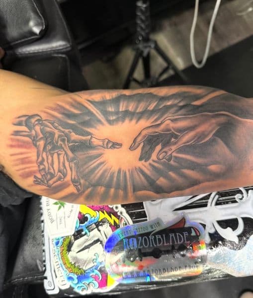 Black & Grey + Realism skeleton tattoo on Forearm by Ray on TattMe