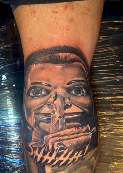 Black & Grey + Realism dummy tattoo on Knee by Drunkenn_Monkeyy on TattMe