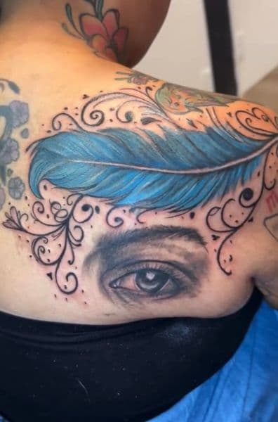 Realism + Color eye tattoo on Shoulder Blade by Drunkenn_Monkeyy on TattMe