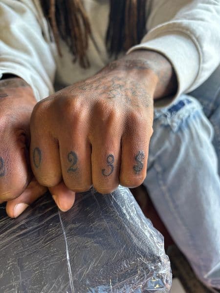 Fine Line + Lettering numbers tattoo on Fingers by bitchie on TattMe