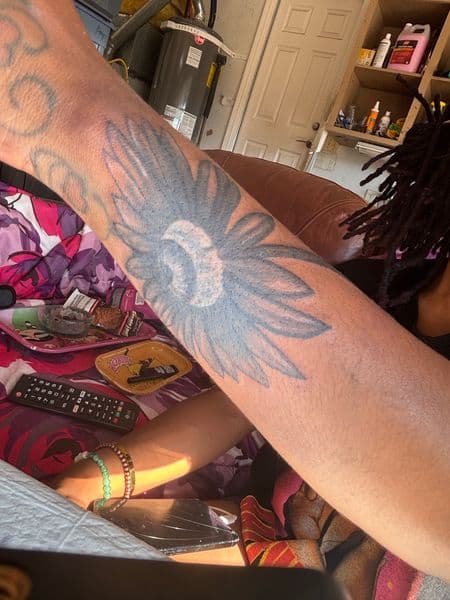 Cover-Ups + Black & Grey flower tattoo on Forearm by bitchie on TattMe