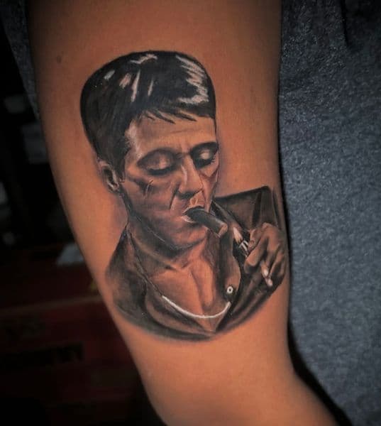 Realism + Black & Grey portrait tattoo on Upper Arm by Nigel_Uno on TattMe