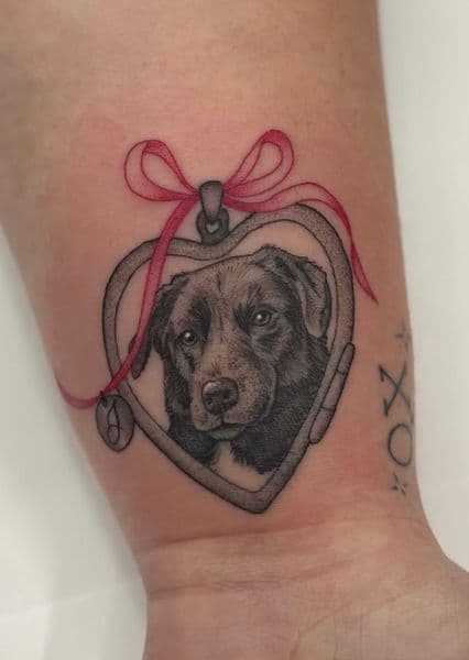 Black & Grey + Realism dog tattoo on Wrist by Amanda_Cervenka on TattMe