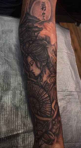 Black & Grey + Japanese japanese woman tattoo on Forearm by Marco_KingsB on TattMe