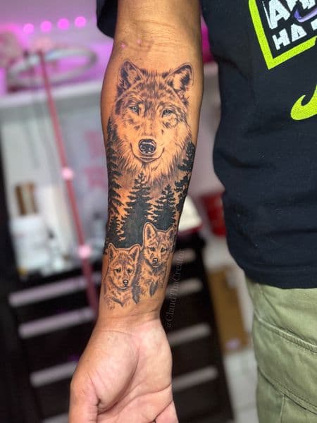 Black & Grey + Realism wolf tattoo on Forearm by ClaudThaCreeator on TattMe