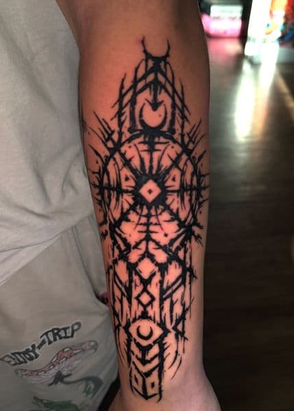 Black-work + Geometric abstract design tattoo on Forearm by InkByWayne on TattMe