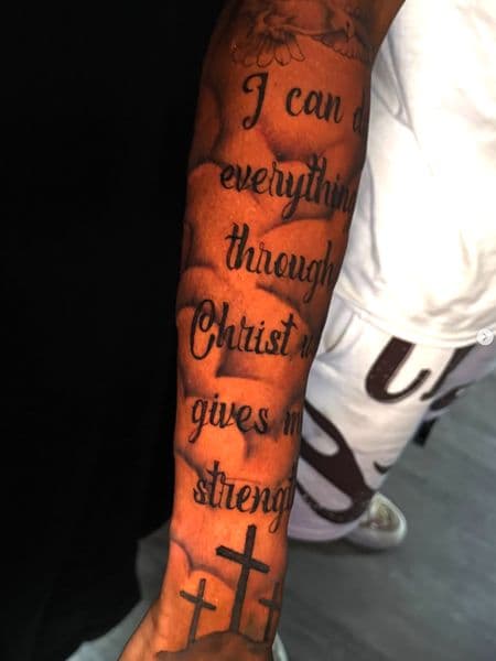 Lettering + Script lettering tattoo on Forearm by InkByWayne on TattMe