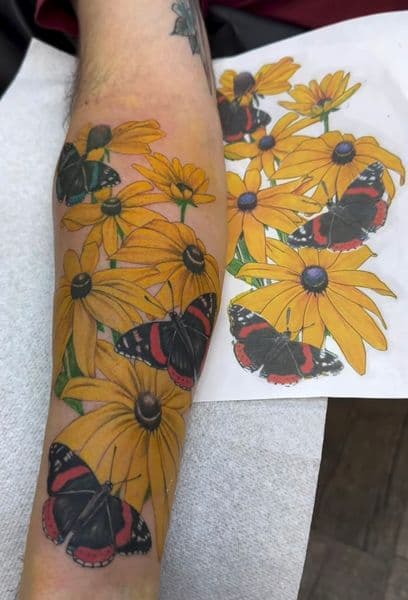 Color + Floral flowers tattoo on Forearm by gawddy on TattMe