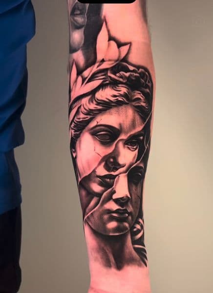 Black & Grey + Realism statues tattoo on Forearm by Maximilian_Lontos on TattMe