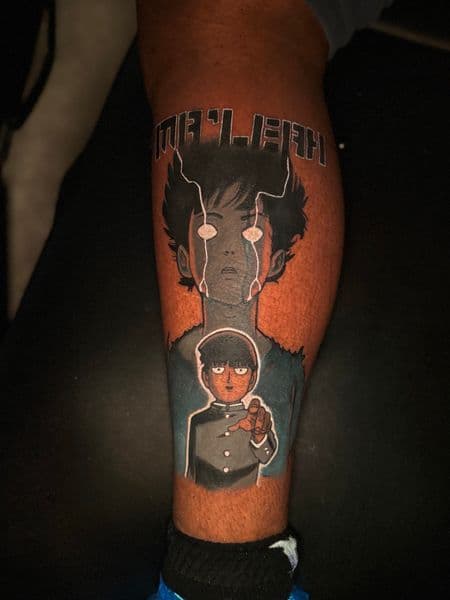 Anime + Pop Culture anime character tattoo on Calf by Kiwi on TattMe
