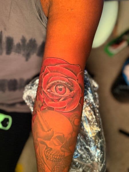 Realism + Color rose tattoo on Forearm by Kiwi on TattMe