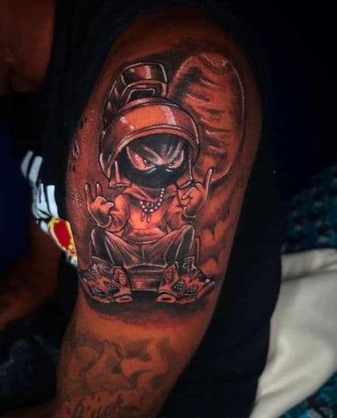 Cartoon + Illustrative marvin the martian tattoo on Upper Arm by Yaya on TattMe