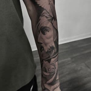 Black & Grey + Realism statue tattoo on Forearm by Tattoos_By_Danny_Cruz on TattMe