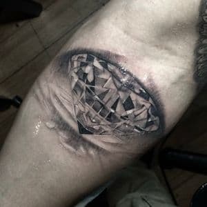 Black & Grey + Portrait Realism diamond tattoo on Upper Arm by Tattoos_By_Danny_Cruz on TattMe