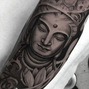 Black & Grey + Realism buddha tattoo on Forearm by Tattoos_By_Danny_Cruz on TattMe