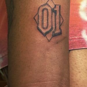 Black & Grey Number tattoo on Forearm by tatsbyNunu on TattMe