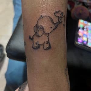 Black & Grey + Cartoon elephants tattoo by Gifted_j_ on TattMe