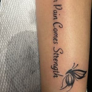 Black & Grey meaningful quote, butterfly tattoo by Gifted_j_ on TattMe