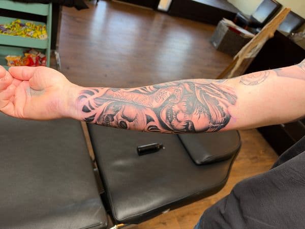 Black & Grey + Realism skulls tattoo on Forearm by InkedbyJunior on TattMe