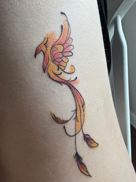 Color + Illustrative phoenix tattoo on Ribs by InkedbyJunior on TattMe
