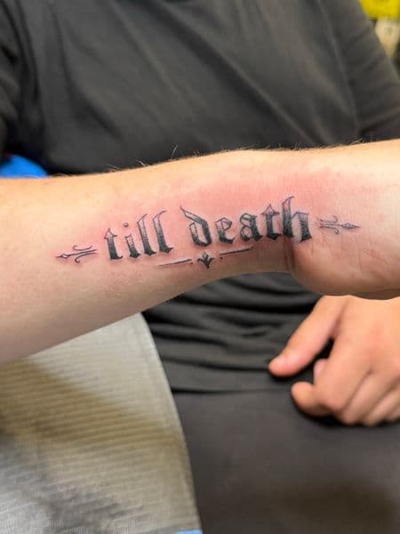 Lettering + Script text tattoo on Forearm by InkedbyJunior on TattMe