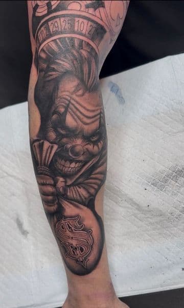 Black & Grey + Realism clown tattoo on Forearm by InkedbyJunior on TattMe