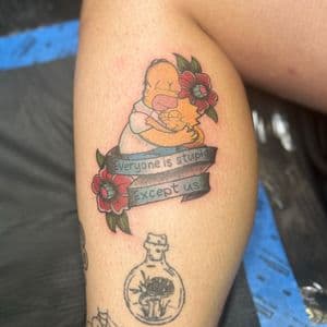 Cartoon + Pop Culture homer simpson tattoo on Calf by InkedbyJunior on TattMe