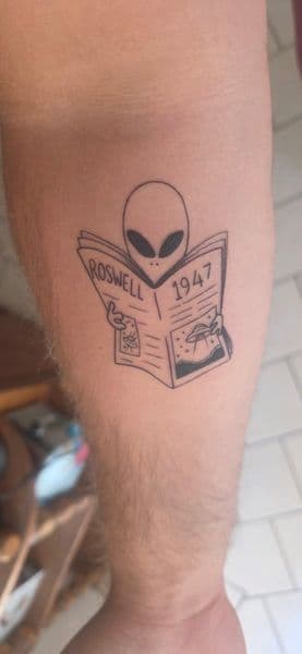 Fine Line + Minimalist alien tattoo on Forearm by InkedbyJunior on TattMe