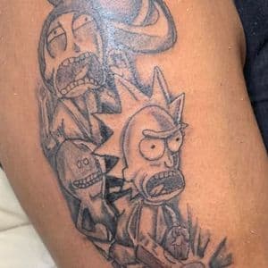 Cartoon Rick and Morty tattoo on Upper Arm by Prophesa_ink on TattMe