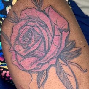 Neo-Traditional Rose tattoo on Thigh by Prophesa_ink on TattMe