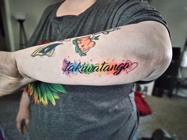 Lettering + Watercolor lettering tattoo on Upper Arm by ggtat2z_1487 on TattMe