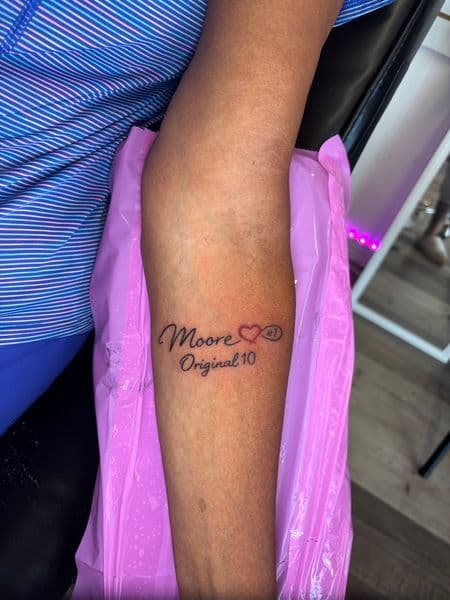 Lettering + Script words tattoo on Forearm by tatsby_sos on TattMe