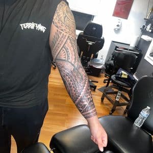 Polynesian + Tribal polynesian patterns tattoo on Full Sleeve by tattoogoonz on TattMe