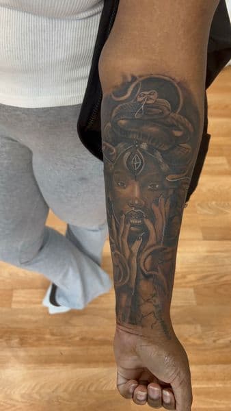 Black & Grey + Realism woman tattoo on Forearm by tattoogoonz on TattMe