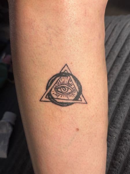 Black-work + Geometric eye tattoo on Forearm by Millogang_ink on TattMe