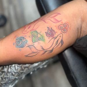 Line-work + Color koi tattoo on Upper Arm by LameDoingTatts on TattMe