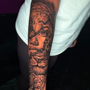 Black & Grey + Realism woman tattoo on Forearm by TATMANERC on TattMe