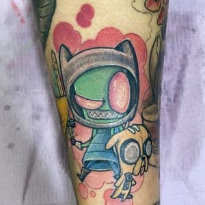 Color + Cartoon cartoon characters tattoo on Calf by 438Star on TattMe