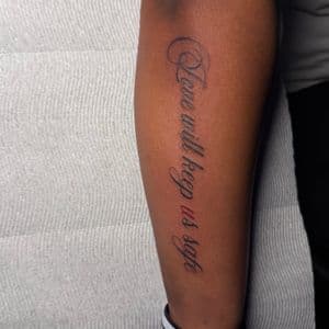 Lettering + Script quote tattoo on Forearm by tattoo.banditt on TattMe