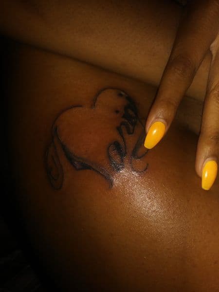 Line-work + Black-work heart tattoo on Thigh by LastWordArtistryInk on TattMe