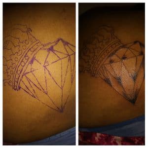 Fine Line + Black & Grey diamond tattoo on Shoulder Blade by LastWordArtistryInk on TattMe