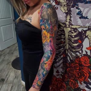 Watercolor + Realism elephant tattoo on Full Sleeve by ink_by_Ronnie on TattMe