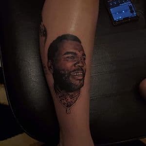 Black & Grey + Realism portrait tattoo on Calf by ink_by_Ronnie on TattMe